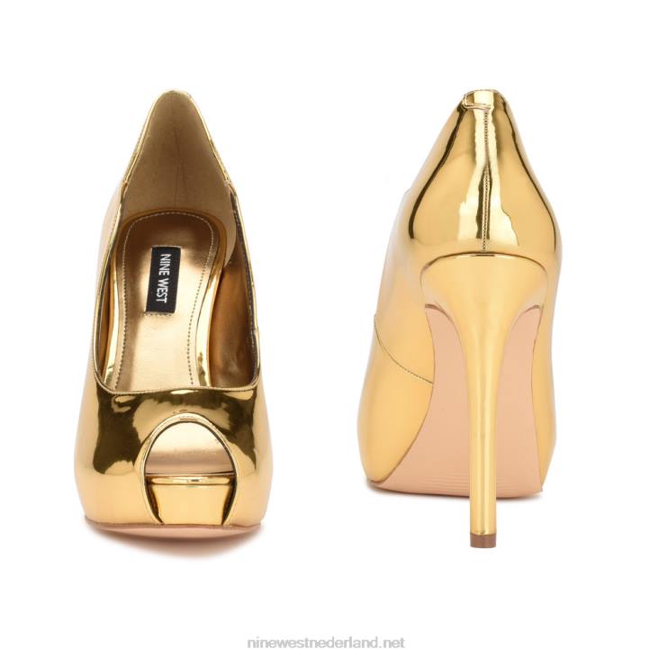 hilare pumps met open teen Nine West 62LB1853 goud spiegelend metaal