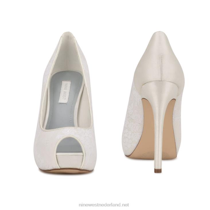 hizzia pumps met open teen en plateauzolen Nine West 62LB1443 witte veter