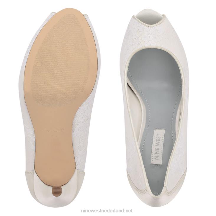 hizzia pumps met open teen en plateauzolen Nine West 62LB1443 witte veter