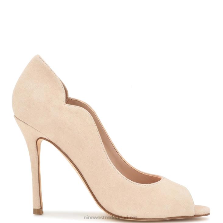 kelyan pumps met open teen Nine West 62LB1400 licht natuurlijk suède