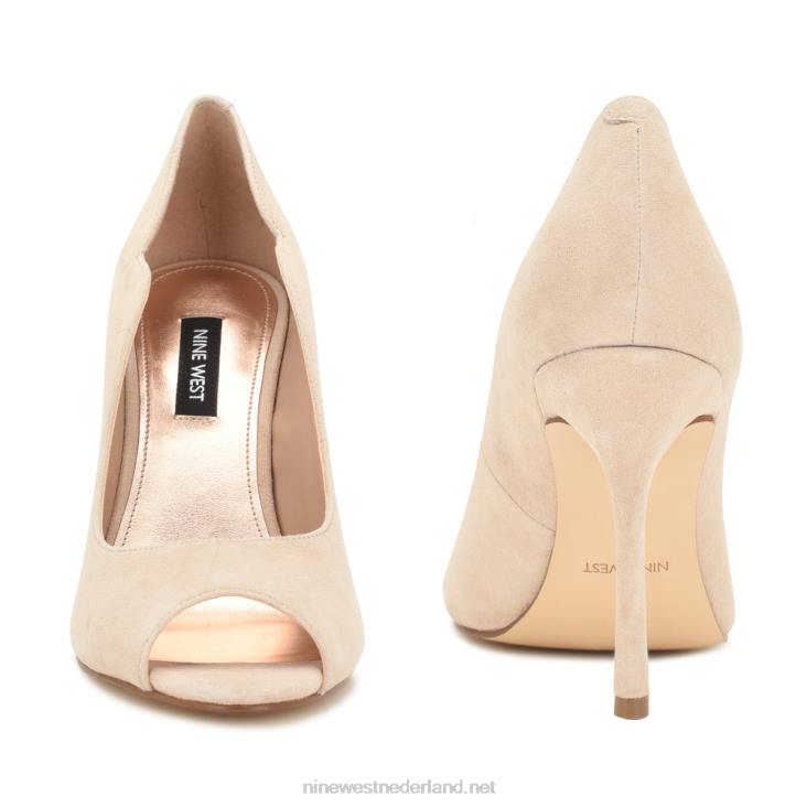 kelyan pumps met open teen Nine West 62LB1400 licht natuurlijk suède