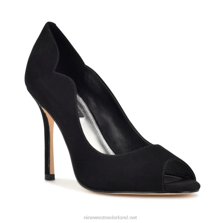 kelyan pumps met open teen Nine West 62LB1401 zwart suède
