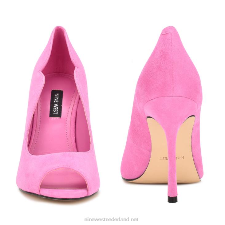 kelyan pumps met open teen Nine West 62LB898 roze suède