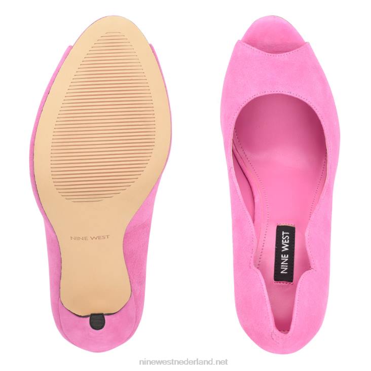 kelyan pumps met open teen Nine West 62LB898 roze suède