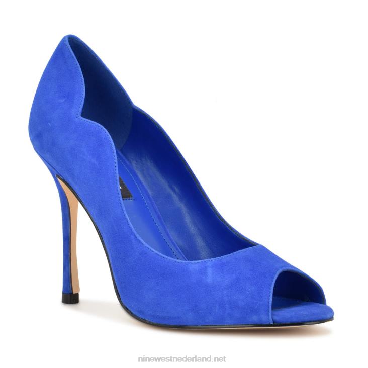 kelyan pumps met open teen Nine West 62LB899 middelblauw suède