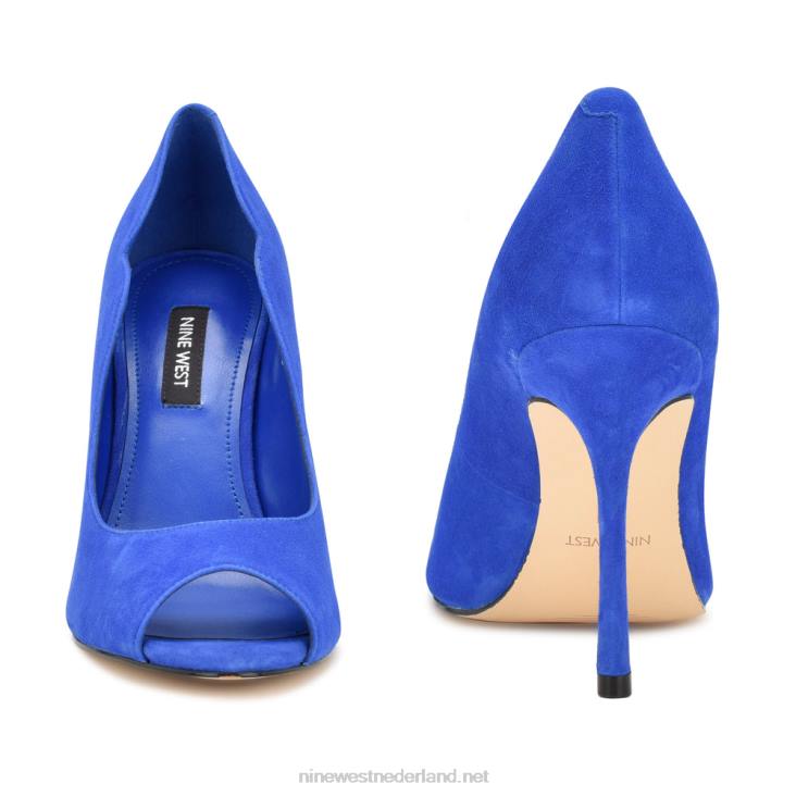 kelyan pumps met open teen Nine West 62LB899 middelblauw suède