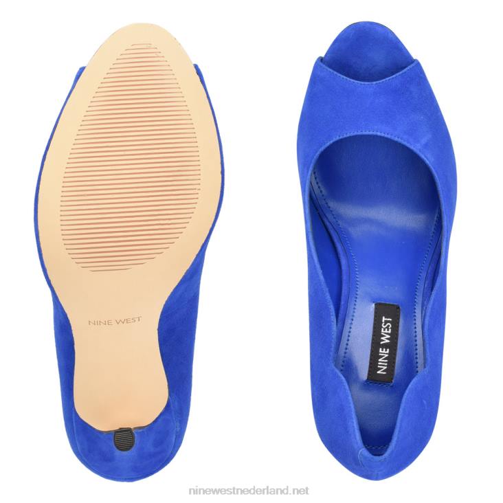 kelyan pumps met open teen Nine West 62LB899 middelblauw suède