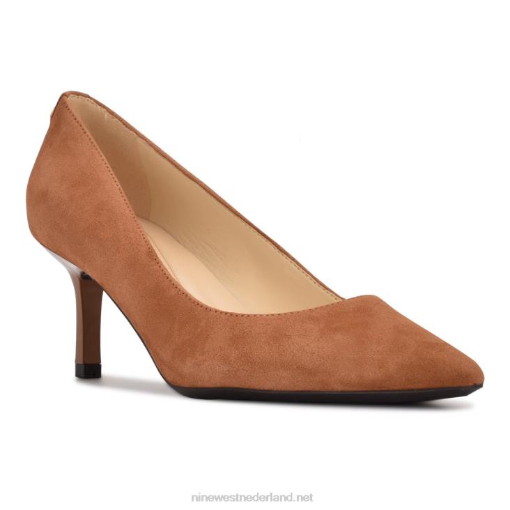 kuna 9x9 pumps met spitse neus Nine West 62LB2179 cognac suède