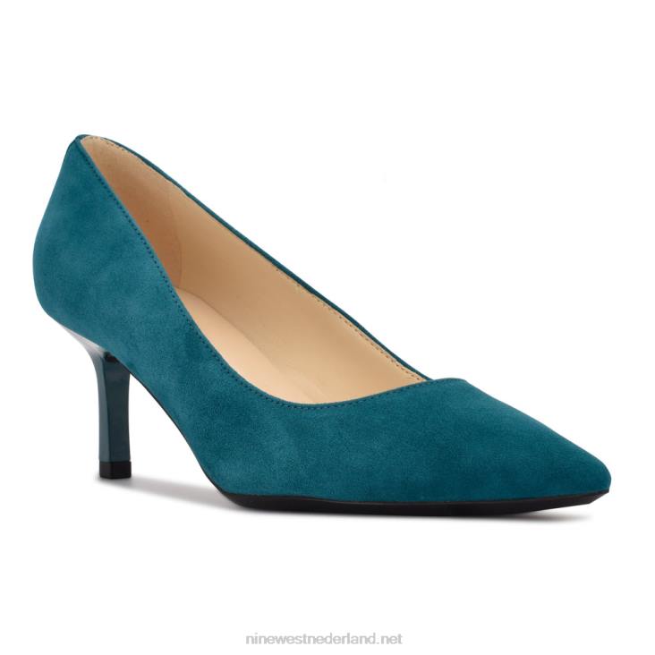 kuna 9x9 pumps met spitse neus Nine West 62LB949 groenblauw suède