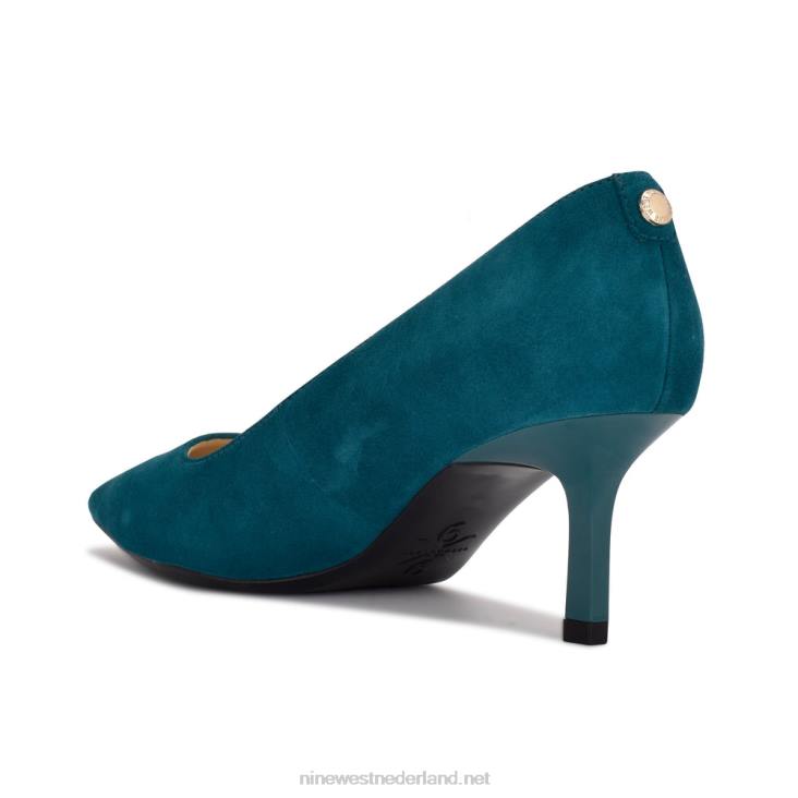 kuna 9x9 pumps met spitse neus Nine West 62LB949 groenblauw suède