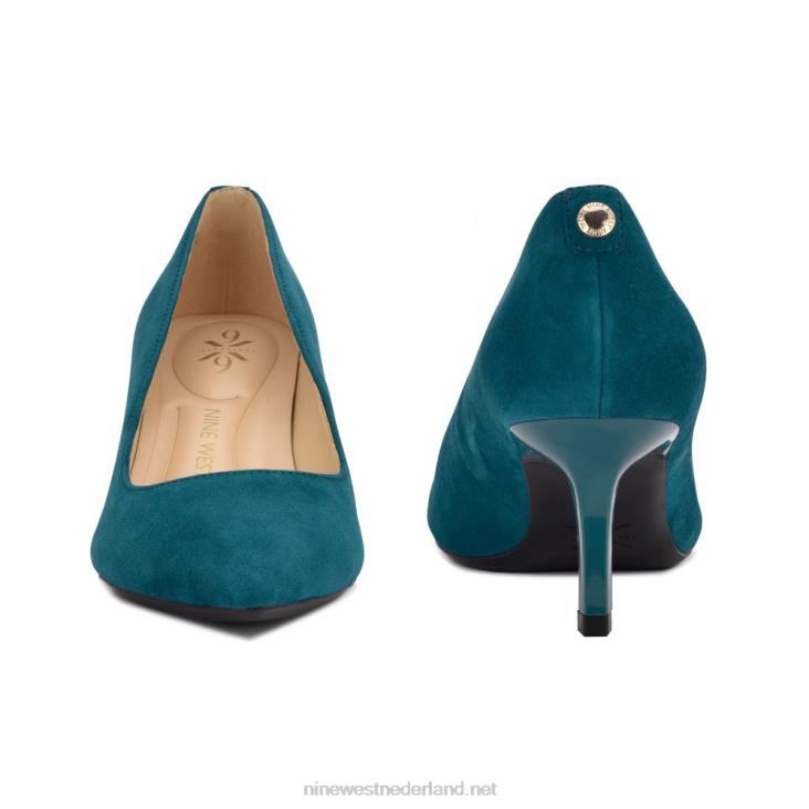 kuna 9x9 pumps met spitse neus Nine West 62LB949 groenblauw suède