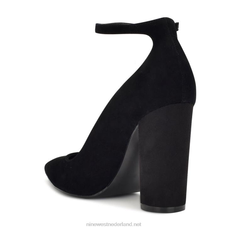 plana pumps met enkelbandje Nine West 62LB1399 zwart suède