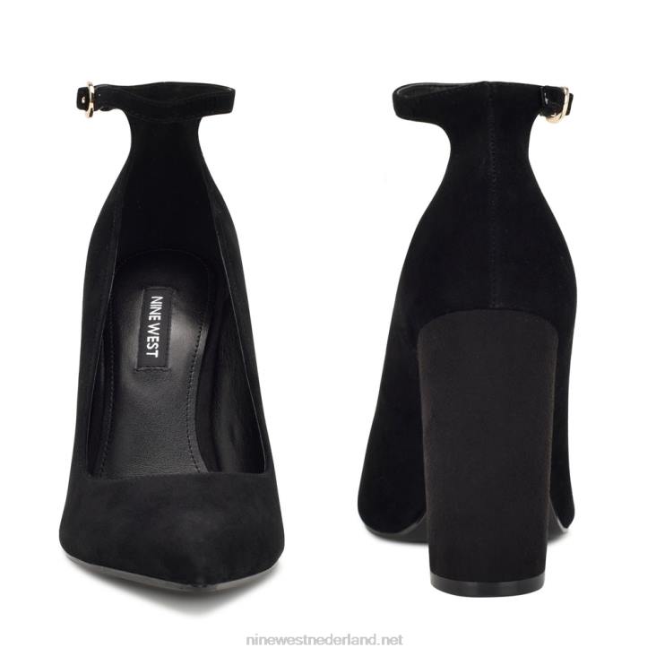plana pumps met enkelbandje Nine West 62LB1399 zwart suède