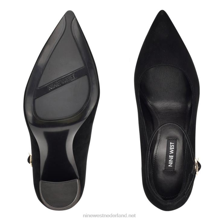 plana pumps met enkelbandje Nine West 62LB1399 zwart suède