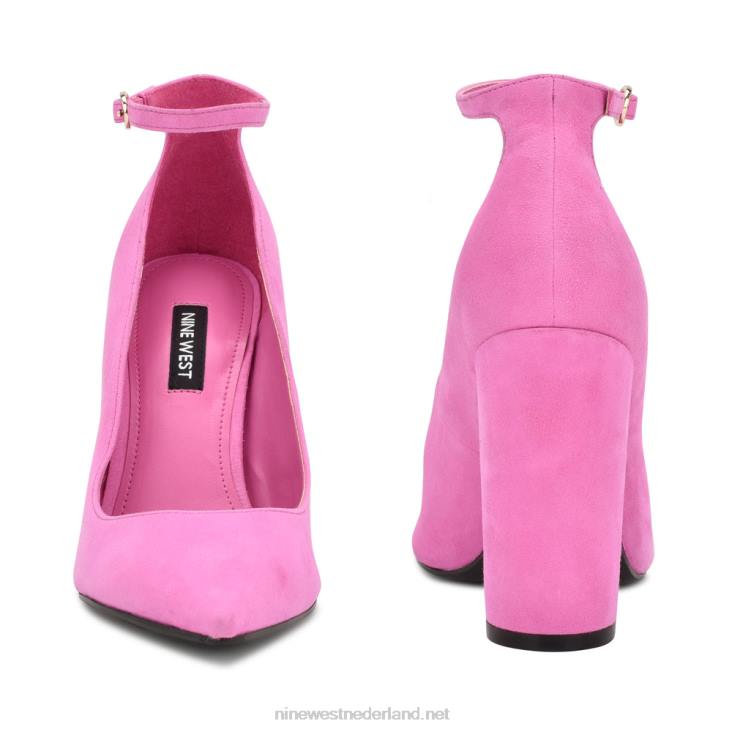 plana pumps met enkelbandje Nine West 62LB892 felroze suède
