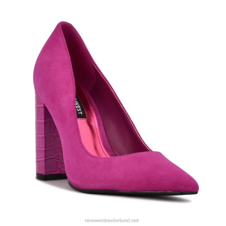 power geklede pumps Nine West 62LB935 roze suède/reliëf croco