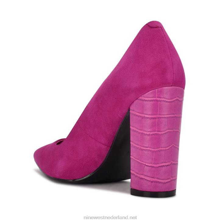 power geklede pumps Nine West 62LB935 roze suède/reliëf croco