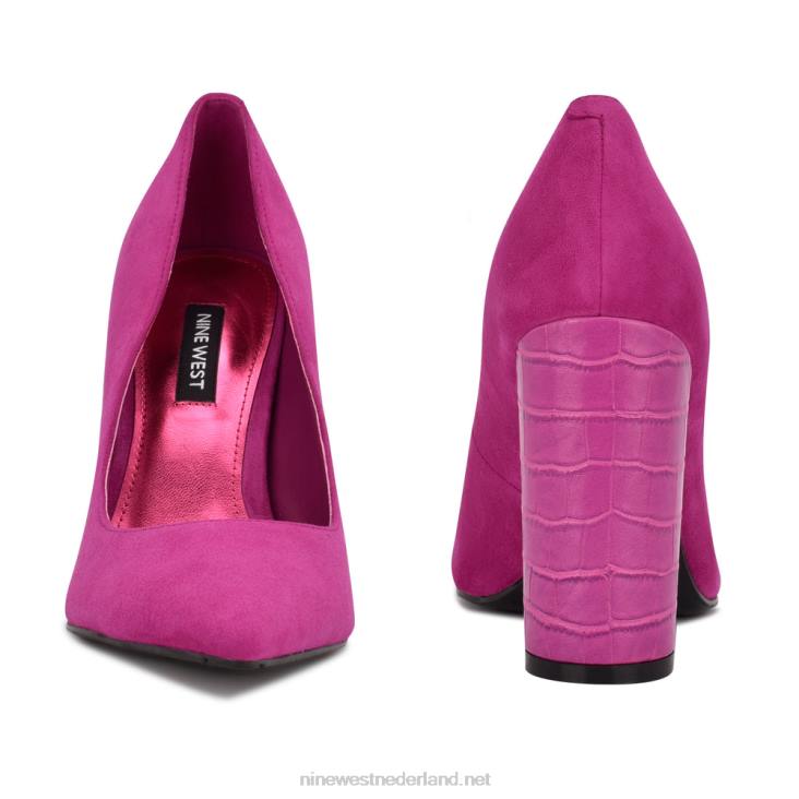 power geklede pumps Nine West 62LB935 roze suède/reliëf croco