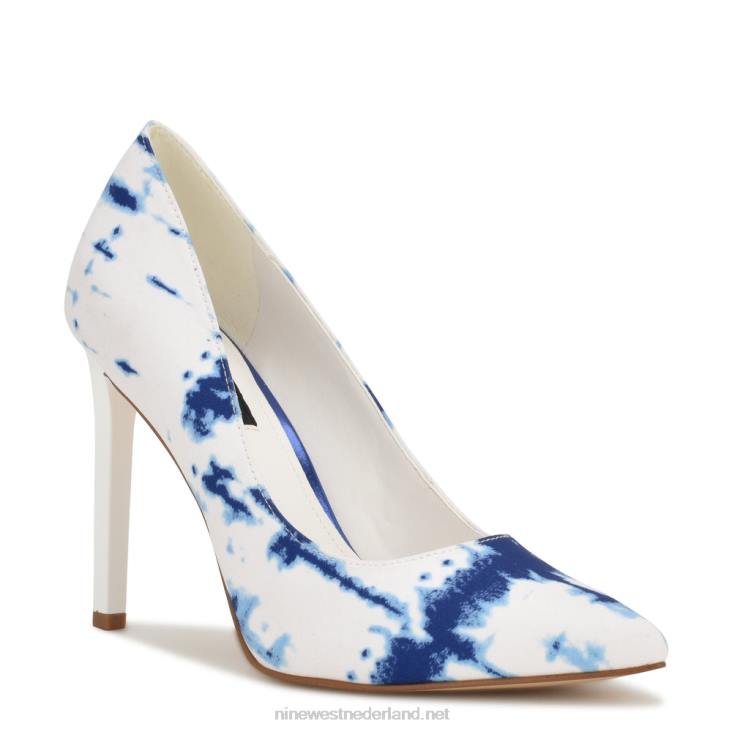 tatiana pumps met spitse neus Nine West 62LB1490 wit blauwe tie-dye