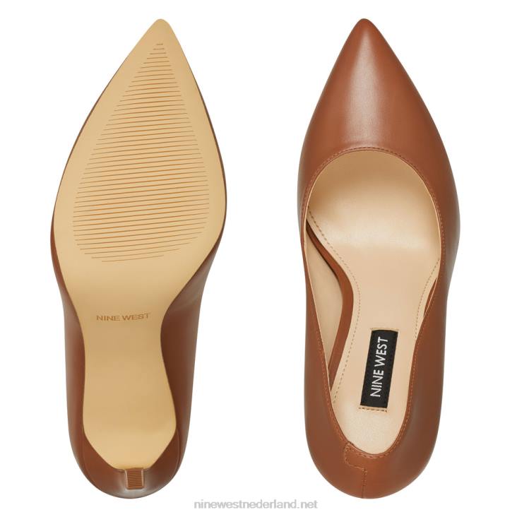 tatiana pumps met spitse neus Nine West 62LB2407 lichtbruin leer