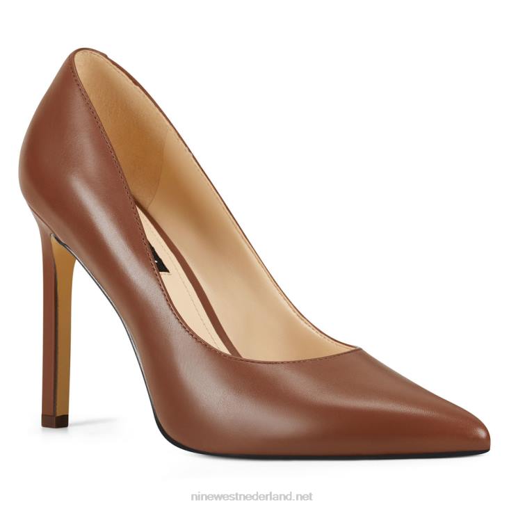 tatiana pumps met spitse neus Nine West 62LB2408 bruin leer