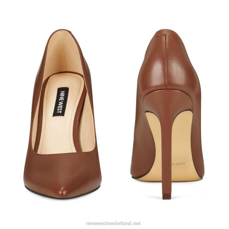 tatiana pumps met spitse neus Nine West 62LB2408 bruin leer