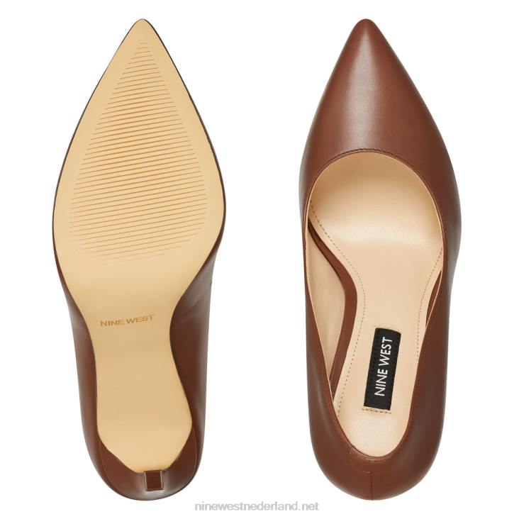 tatiana pumps met spitse neus Nine West 62LB2408 bruin leer
