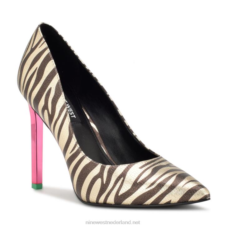 tatiana pumps met spitse neus Nine West 62LB888 platina zebraprint