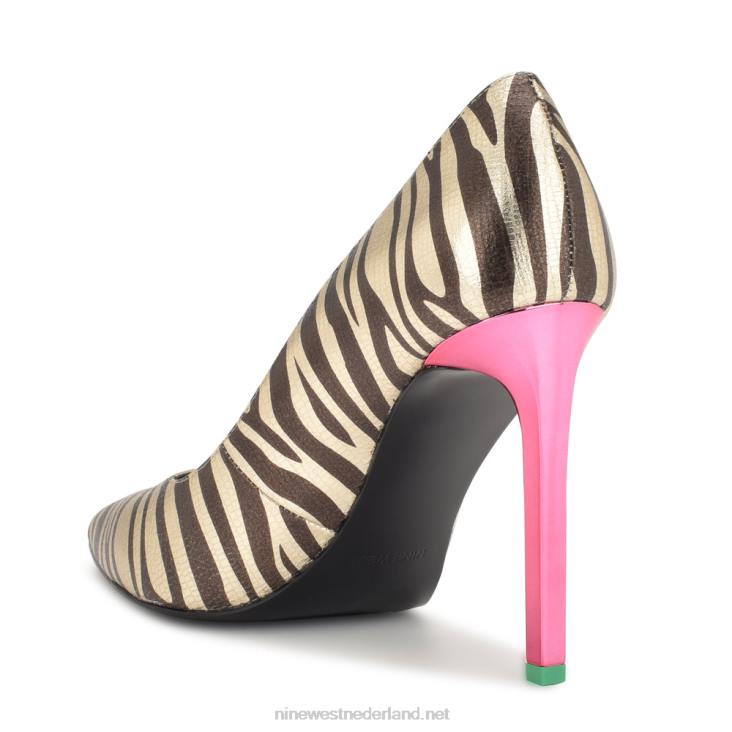 tatiana pumps met spitse neus Nine West 62LB888 platina zebraprint