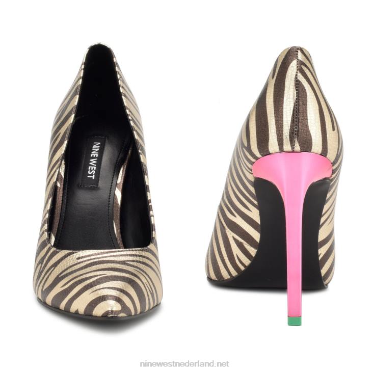 tatiana pumps met spitse neus Nine West 62LB888 platina zebraprint