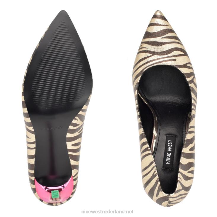 tatiana pumps met spitse neus Nine West 62LB888 platina zebraprint