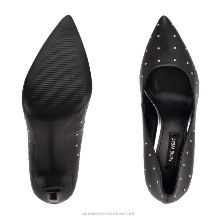 tatiana pumps met spitse neus en studs Nine West 62LB1525 zwart leer bezaaid