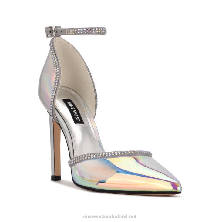 tootsie pumps met enkelbandje Nine West 62LB1420 zilver/blauw iriserend