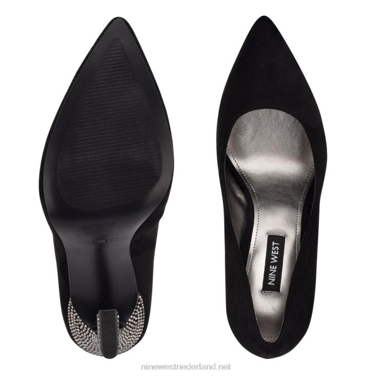 trendy pumps met spitse neus Nine West 62LB1478 zwart suède/strass