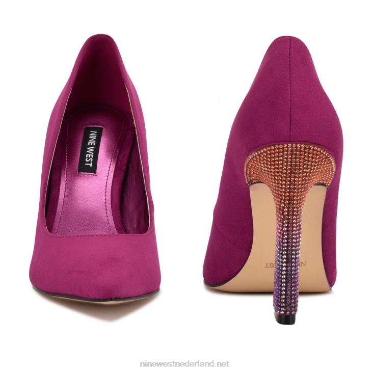 trendy pumps met spitse neus Nine West 62LB1533 roze suède/strass