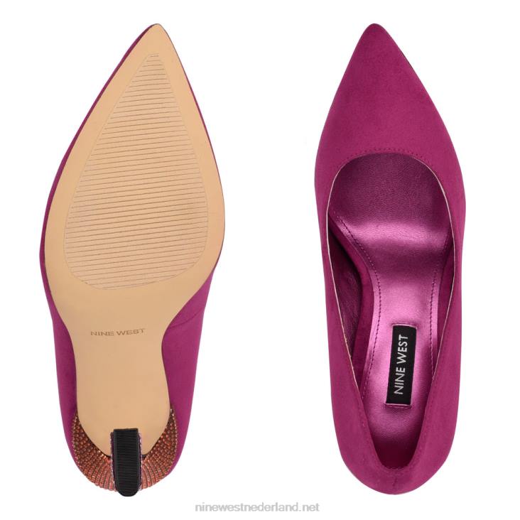 trendy pumps met spitse neus Nine West 62LB1533 roze suède/strass