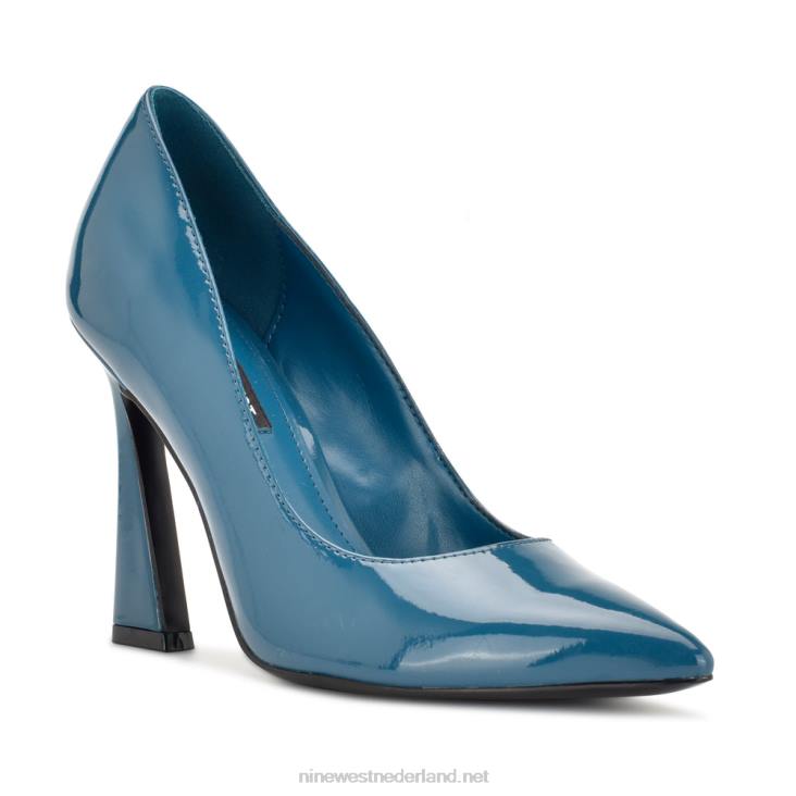 trendy pumps met spitse neus Nine West 62LB919 blauwgroen patent