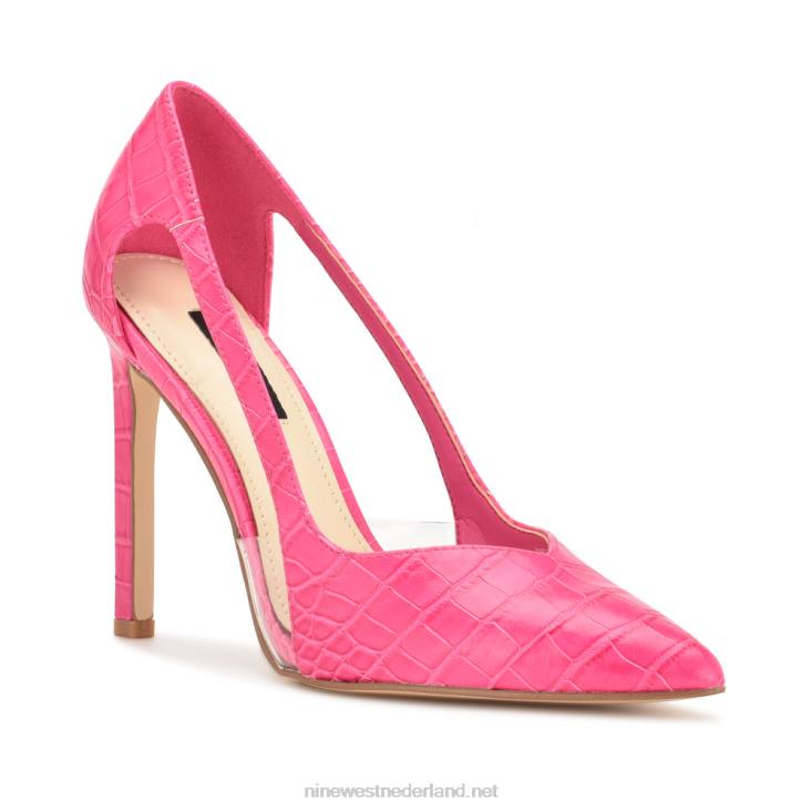 trivs pumps met spitse neus Nine West 62LB1396 roze krokodil