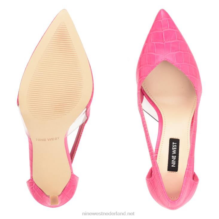 trivs pumps met spitse neus Nine West 62LB1396 roze krokodil