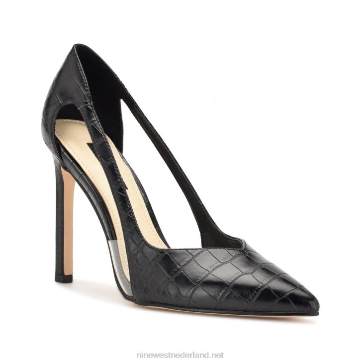 trivs pumps met spitse neus Nine West 62LB1397 zwarte krokodil