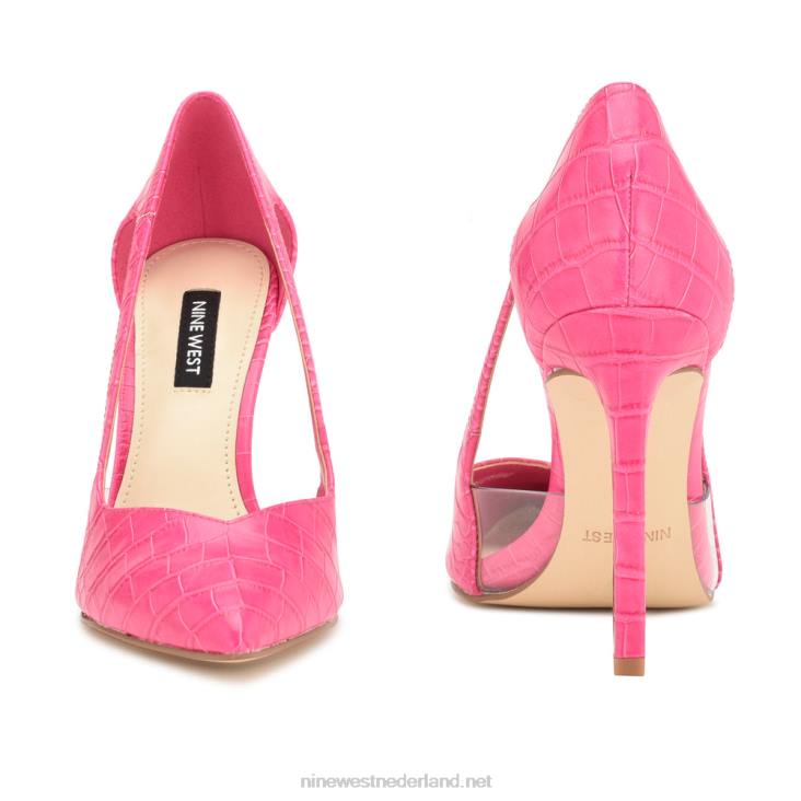 trivs pumps met spitse neus Nine West 62LB2109 roze krokodil
