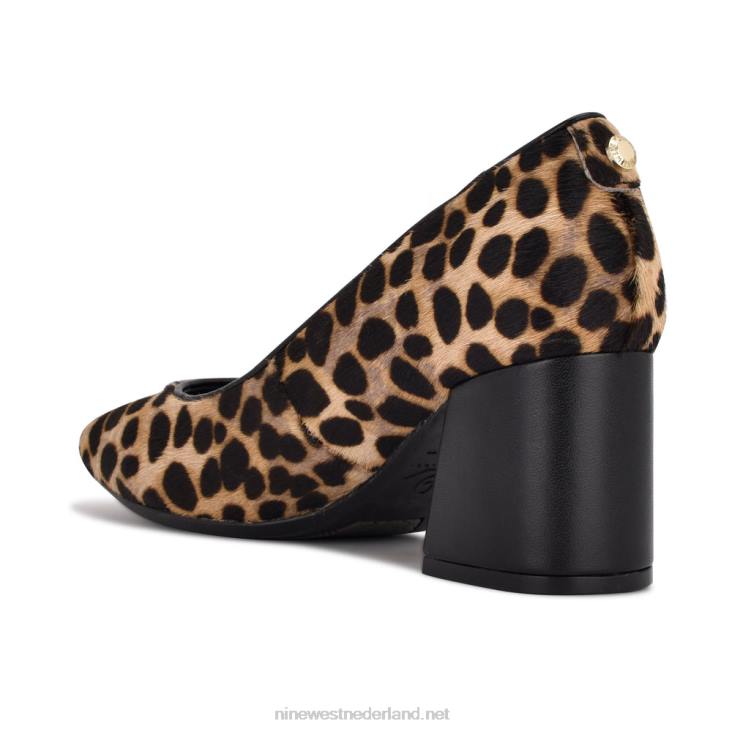 vibe 9x9 pumps met blokhak Nine West 62LB2146 luipaardprint haarkalf