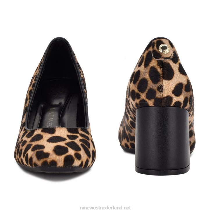vibe 9x9 pumps met blokhak Nine West 62LB2146 luipaardprint haarkalf