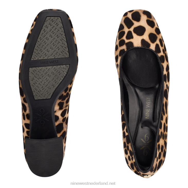 vibe 9x9 pumps met blokhak Nine West 62LB2146 luipaardprint haarkalf