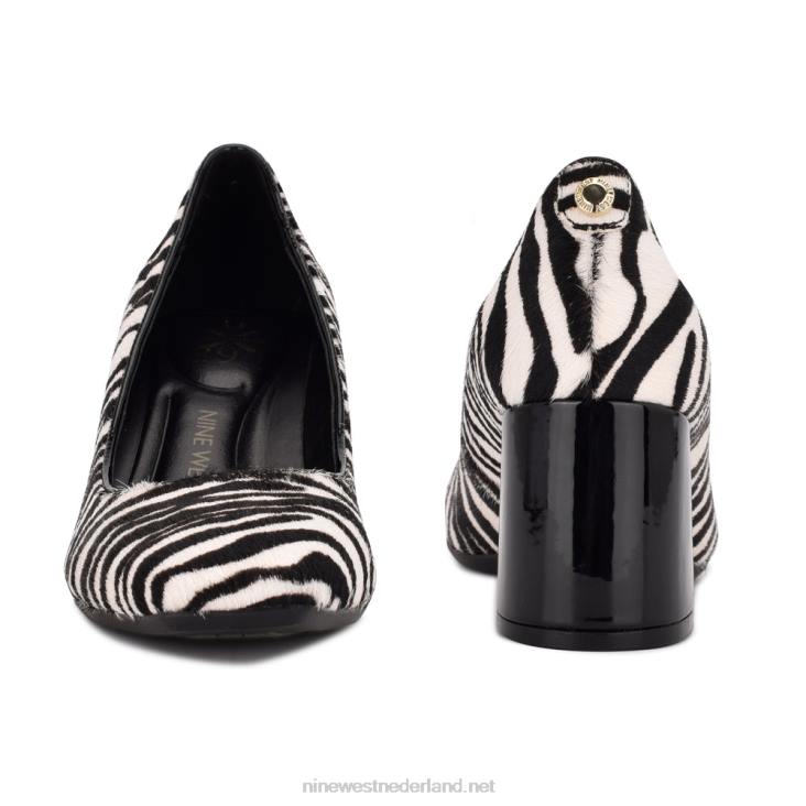vibe 9x9 pumps met blokhak Nine West 62LB2181 zebra haarkalf