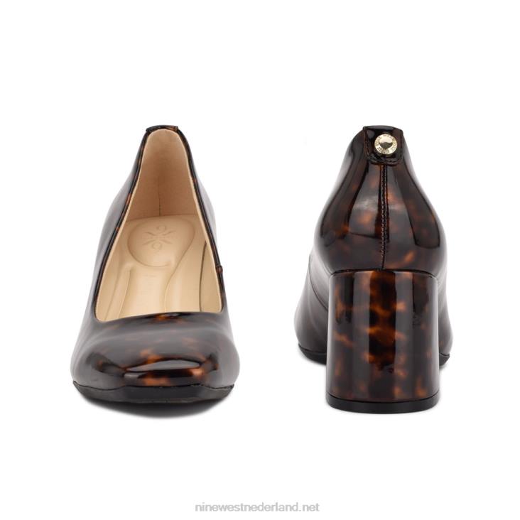 vibe 9x9 pumps met blokhak Nine West 62LB2182 bruine schildpad