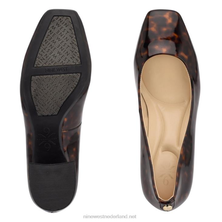 vibe 9x9 pumps met blokhak Nine West 62LB2182 bruine schildpad