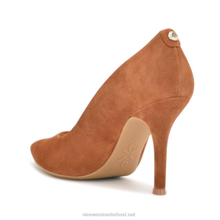 vijfde 9x9 pumps met spitse neus Nine West 62LB2114 cognac suède
