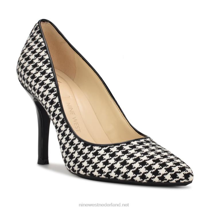 vijfde 9x9 pumps met spitse neus Nine West 62LB2137 zwart/wit pied-de-poule