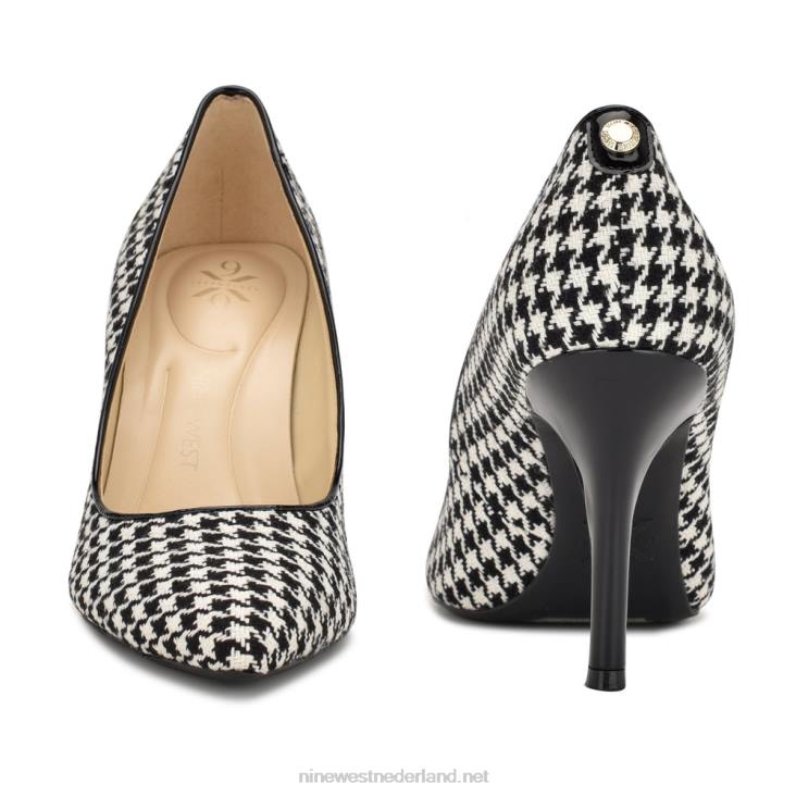 vijfde 9x9 pumps met spitse neus Nine West 62LB2137 zwart/wit pied-de-poule